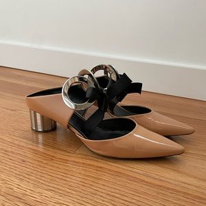 Proenza Schouler Patent Leather Kitten Heel Mules
